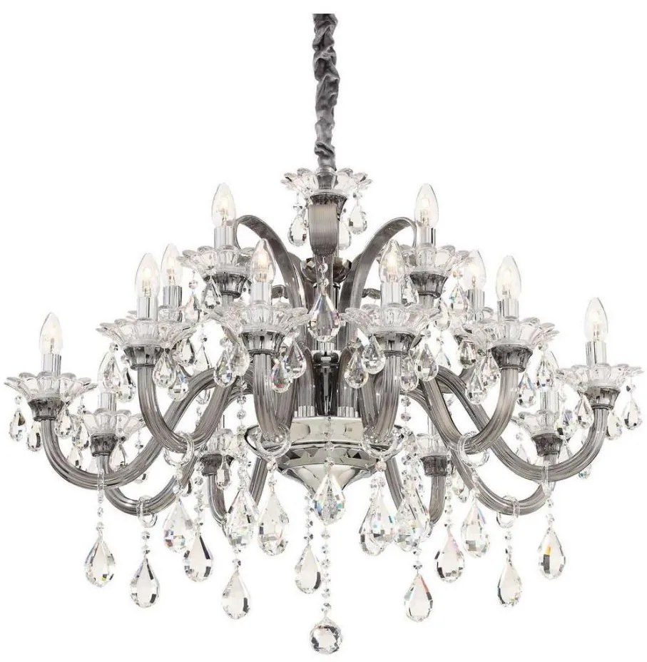 Ideal Lux - Krištáľový luster na reťazi COLOSSAL 15xE14/40W/230V pr. 95 cm šedá