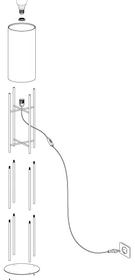 Eglo 43141 - Stojacia lampa GLASTONBURY 1xE27/60W/230V