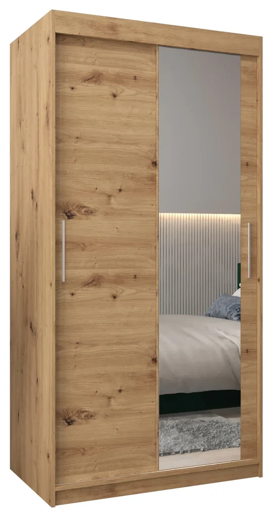 Šatníková skriňa 100 cm Toki 2 (Dub artisan + Dub artisan). Vlastná spoľahlivá doprava až k Vám domov. 1064967