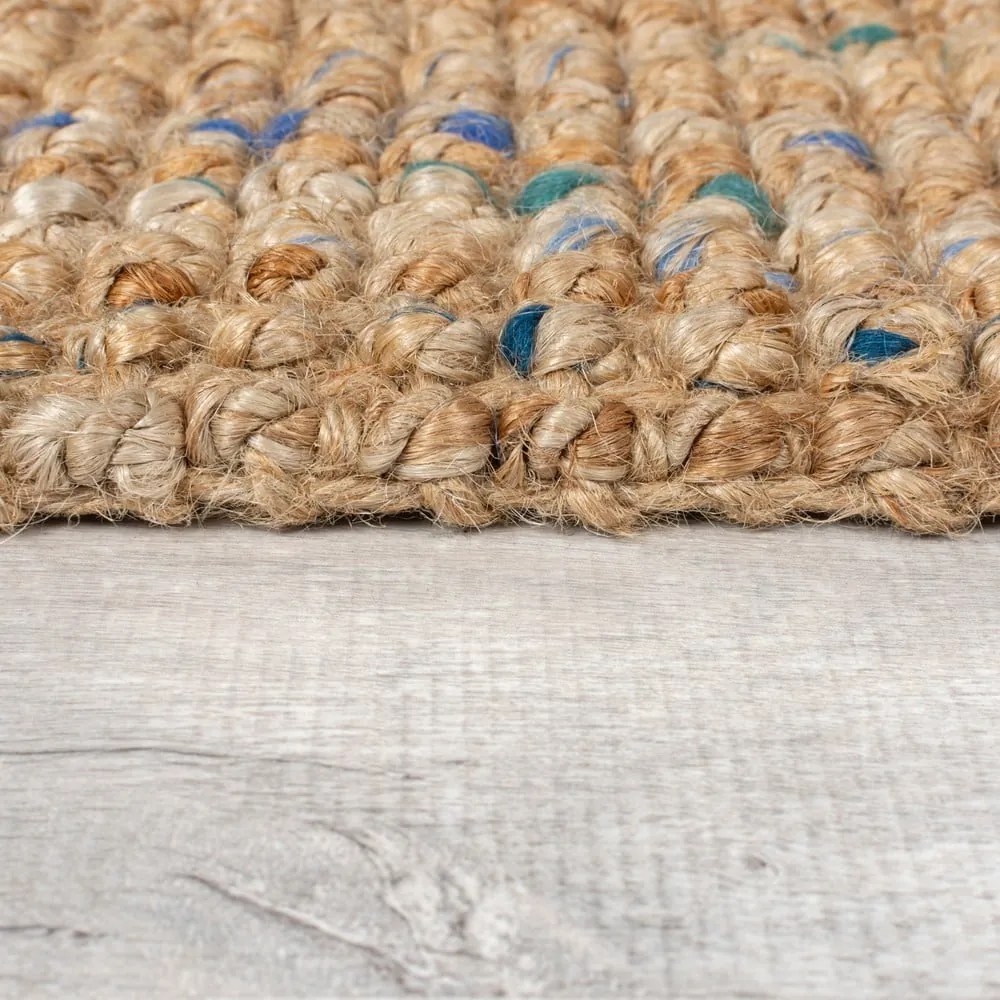 Ručne tkaný jutový koberec v modro-prírodnej farbe 120x170 cm Jute Boucle Blue – Flair Rugs
