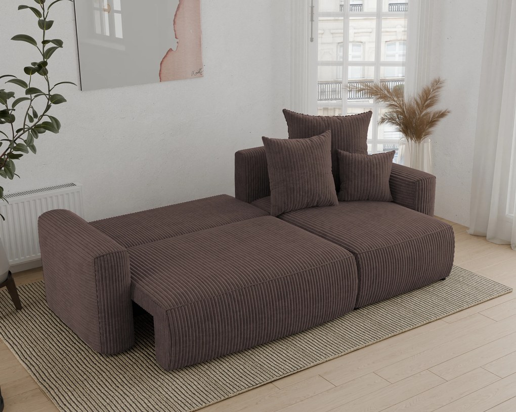 Rohová sedačka Denia (P) (čokoládová). Akcia -20%. Vlastná spoľahlivá doprava až k Vám domov. 1133116