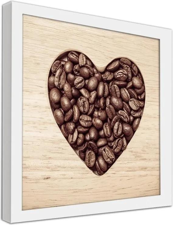 CARO Obraz v ráme - Heart From Coffee Beans Biela 20x20 cm