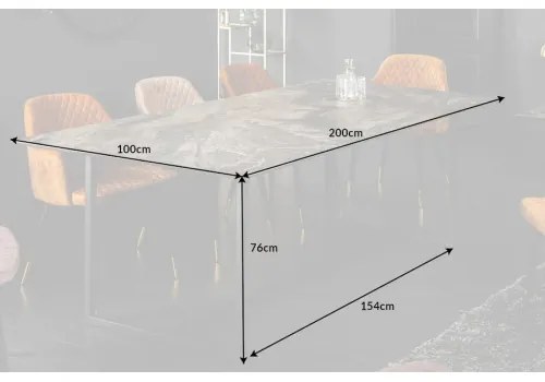 Jedálenský stôl 40668 200 x 100cm Marble Look Taupe Ceramik  - Komfort-nábytok
