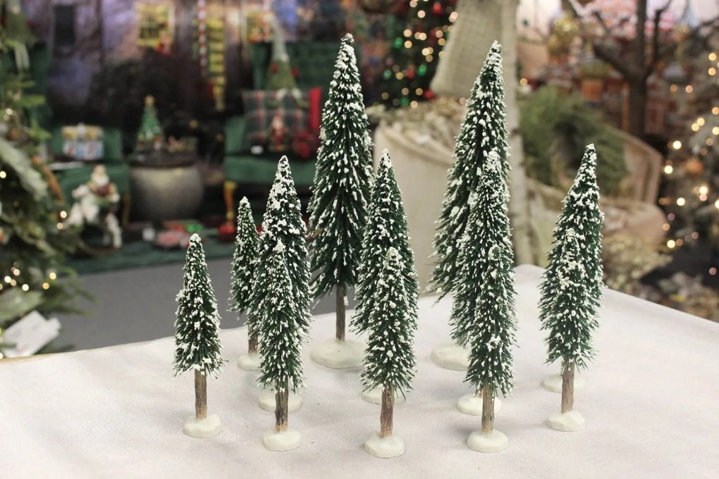 Zasnežené vianočné stromčeky 12ks