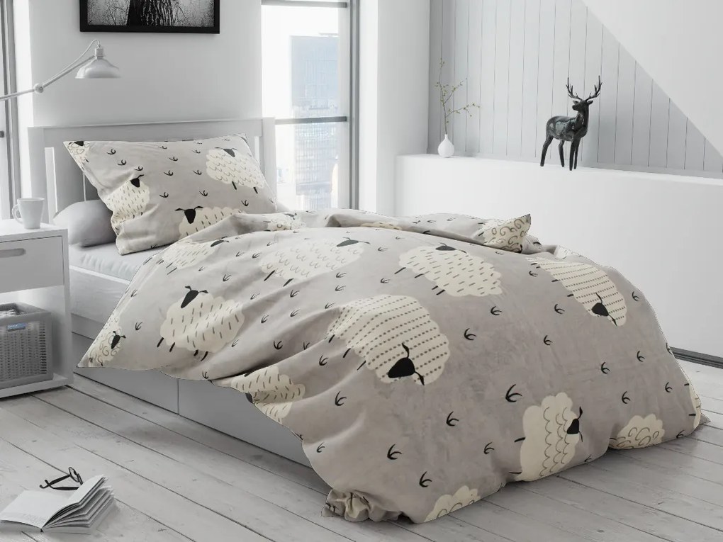 Mikroplyšové obliečky SHEEP sivé