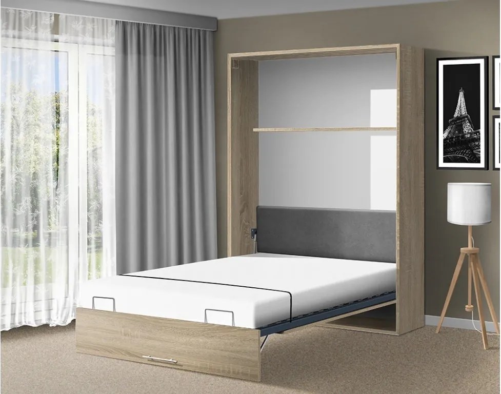 Nabytekmorava Sklápacia posteľ VS 1054 P - 200x160 cm A farba lamina: antracit/biele dvere