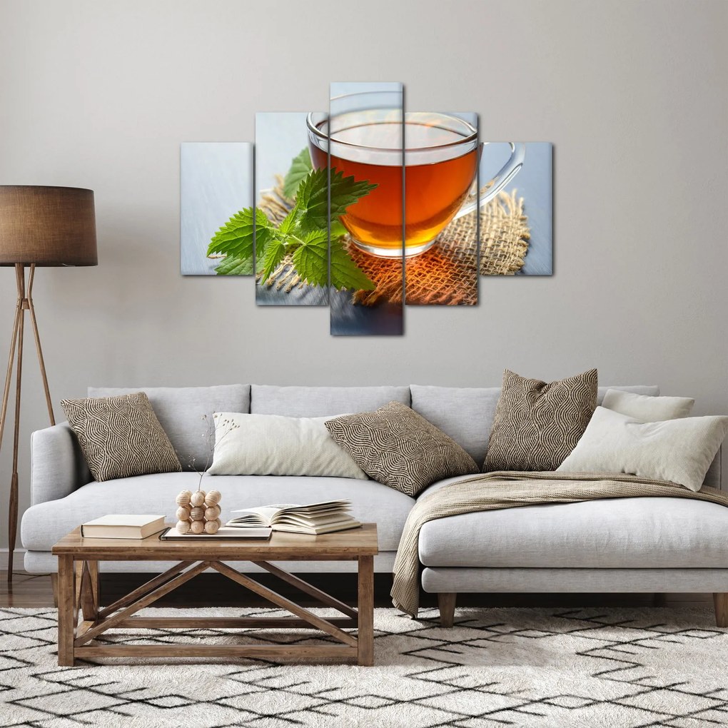 Obraz šálky s čajom (150x105 cm)