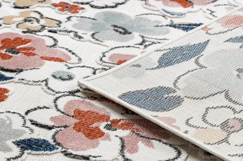 Dywany Łuszczów, Kusový koberec Botanic 65239 flowers ecru – na von aj na doma, 137x190, viacfarebná, chodba / predsieň