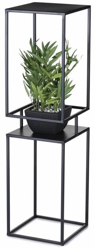 HowHomely Stojan na kvety LOFT 87x24 cm čierna DD0453