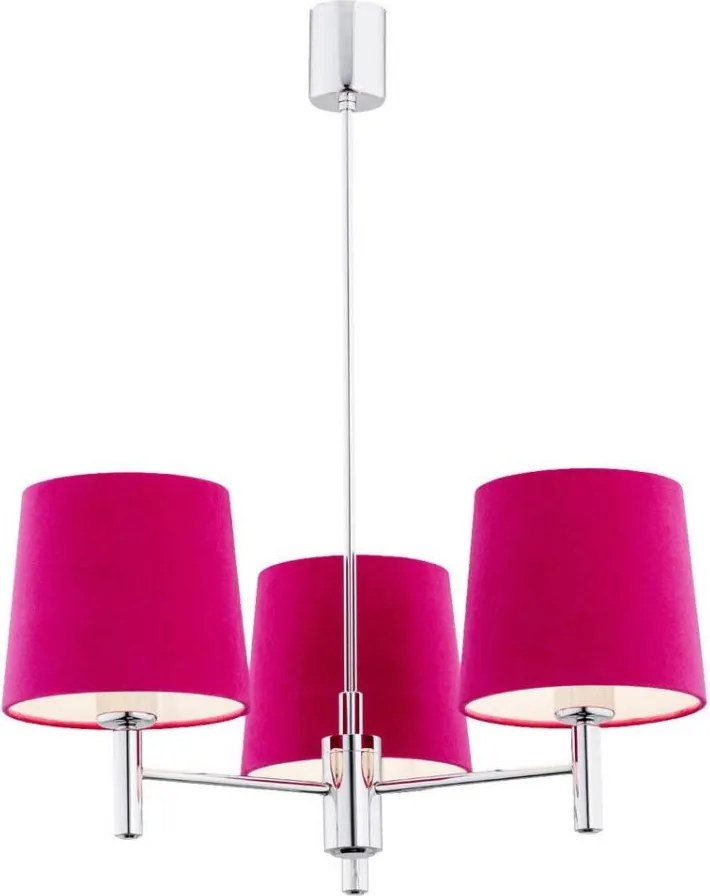 Argon 1382 - Luster na tyči BOLZANO 3xE27/15W/230V ružová/lesklý chróm