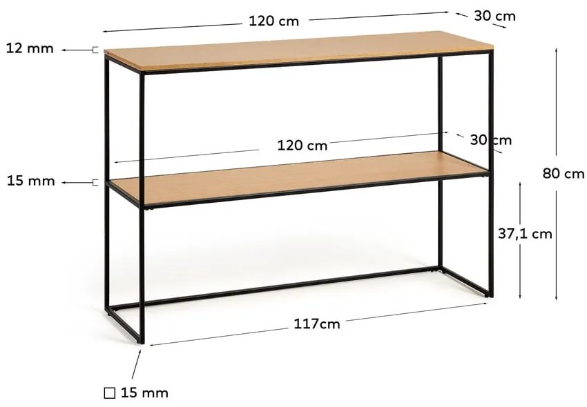 Konzolový stolík v dekore duba 120x30 cm Yona - Kave Home