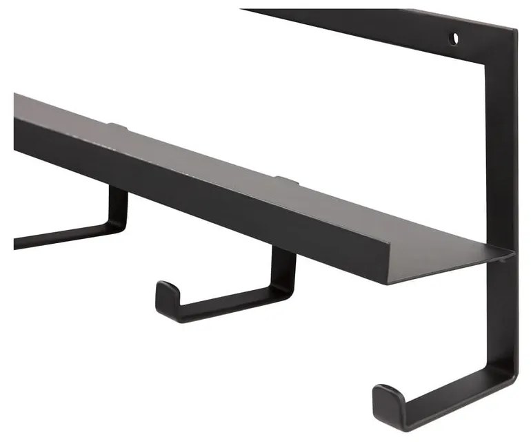 Čierny kovový nástenný vešiak s poličkou Quinn – WOOOD