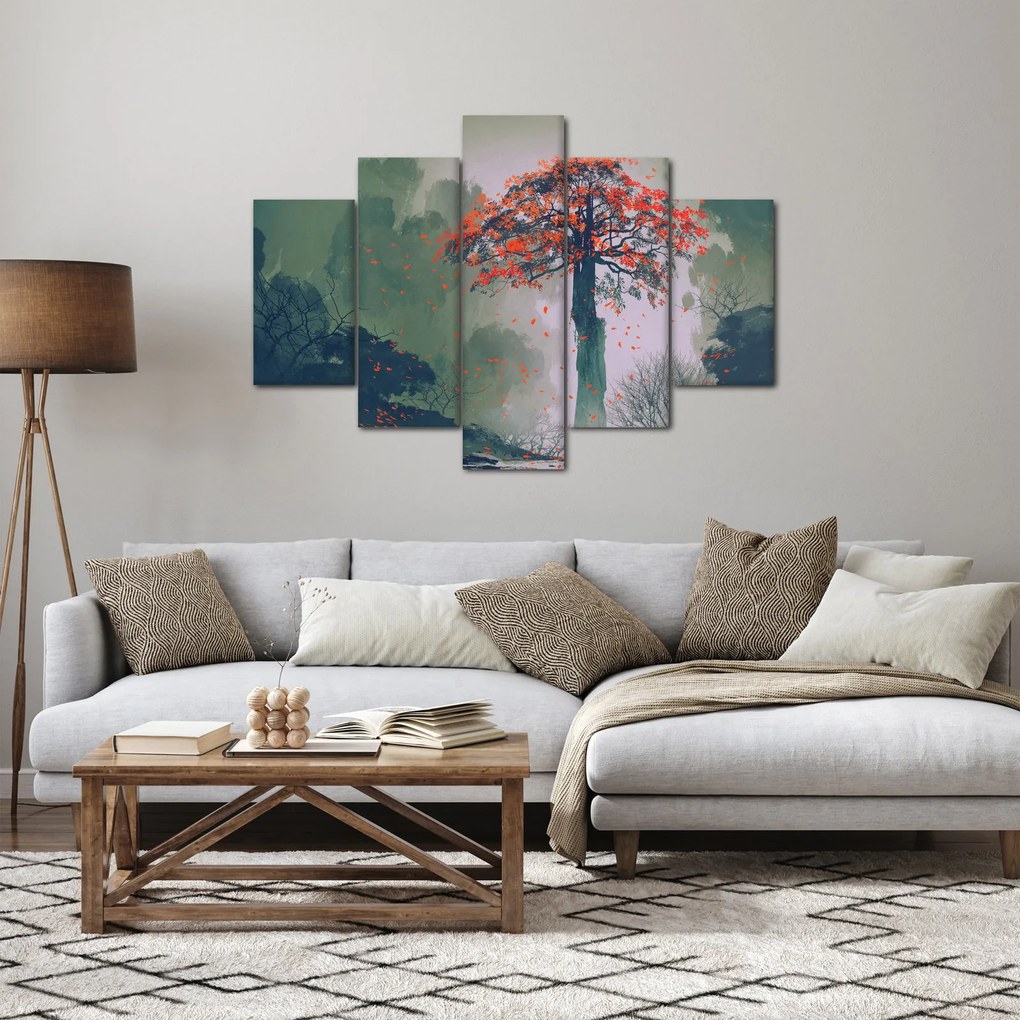 Obraz osamoteného červeného stromu (150x105 cm)