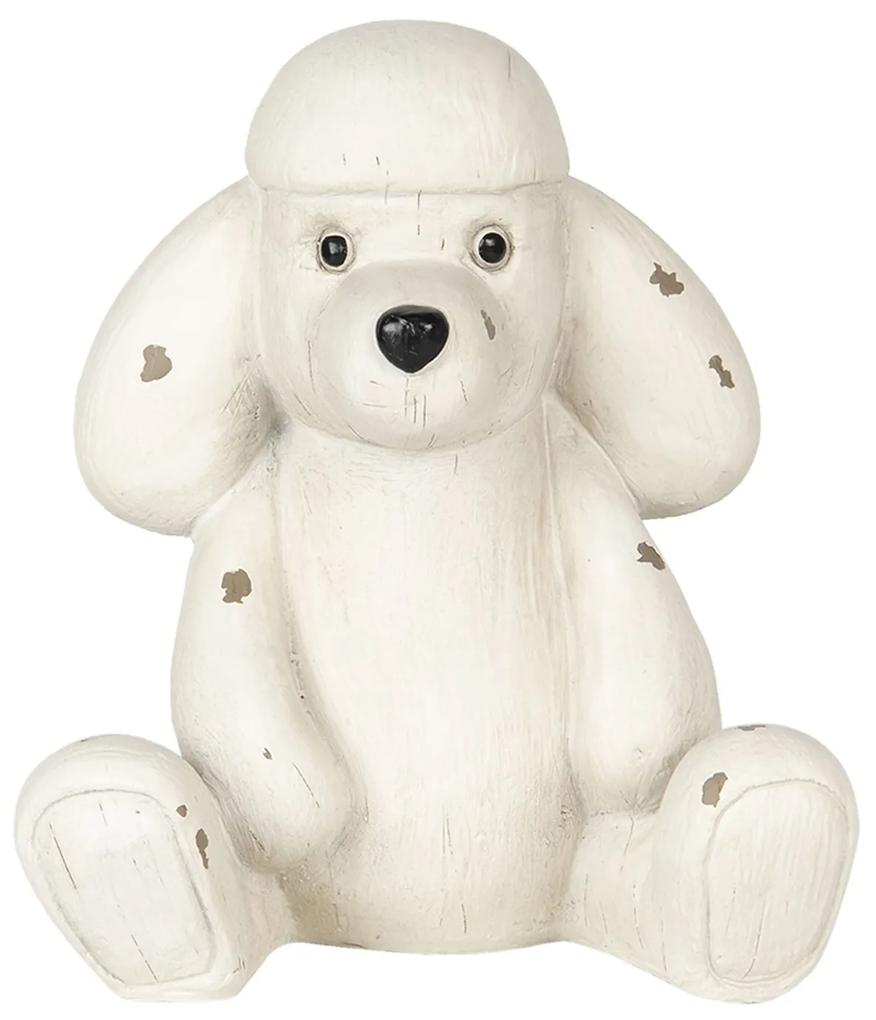 Biela antik dekorácie pes pudlík - 14 * 12 * 16 cm