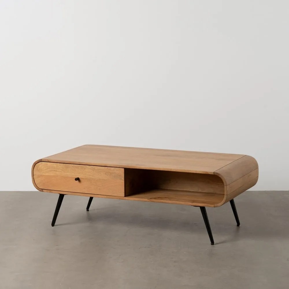 Konferenčný stolík z masívu mindi v prírodnej farbe 60x120 cm Mahón – Ixia