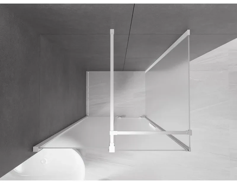 Mexen Velar, sprchový kút s posuvnými dverami 130 x 90 cm, 8mm sklo námraza, biela matná, 871-130-090-31-20