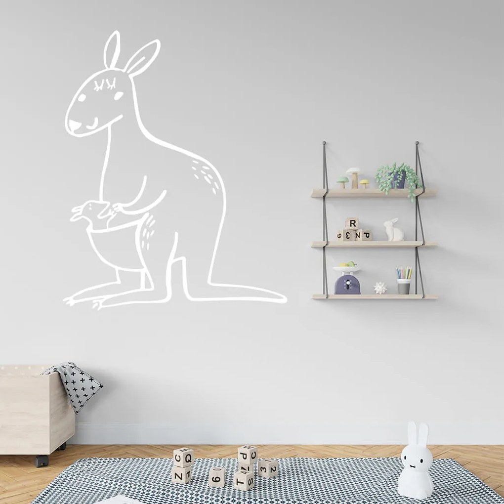 Veselá Stena Samolepka Roztomilá Kengura Farba: růžová, Veľkosť: 60 x 48 cm