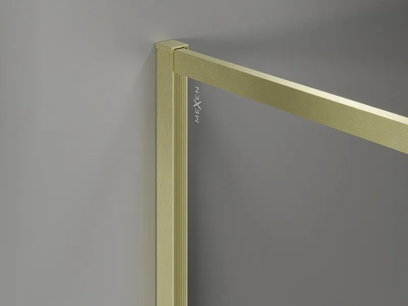 Mexen, Mexen Kioto-XF sprchová stena s rámom 100 x 202 cm, grafit 10 mm, brúsené zlato - 800-100-104-55-40-X