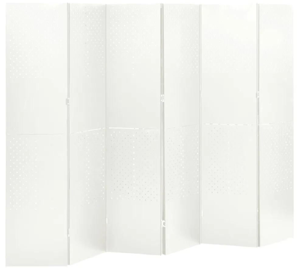 Paraván so 6 panelmi, biely 240x180 cm oceľ 335905