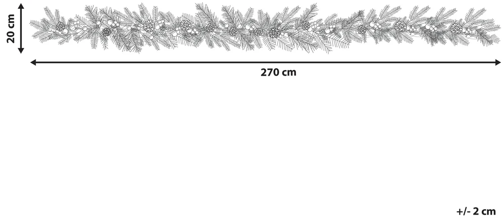Zasnežená vianočná girlanda s LED osvetlením 270 cm zelená PAIMIO Beliani