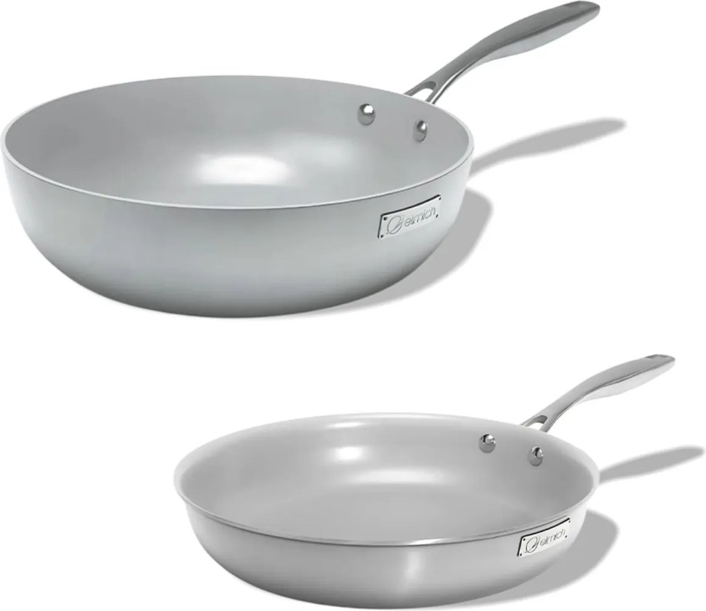 Elmich Sada nerezových panvíc s keramickým povrchom Tria Ceramic, Wok a štandardná panvica