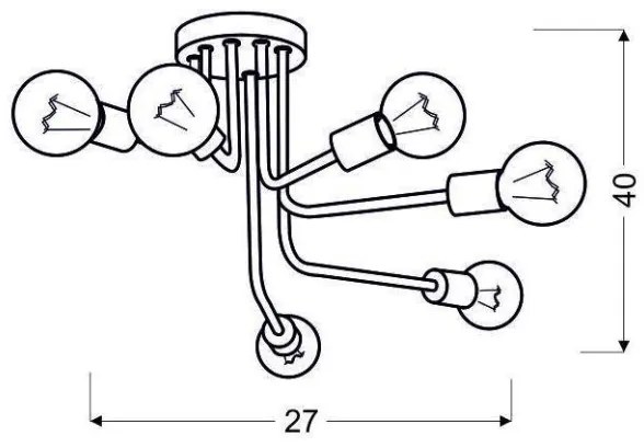 Prisadený luster SPILL 6xE27/60W/230V