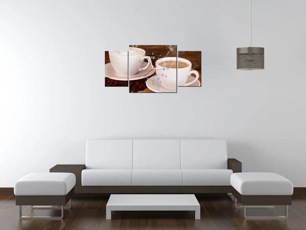 Gario Obraz s hodinami Romantika pri káve - 3 dielny Rozmery: 90 x 70 cm