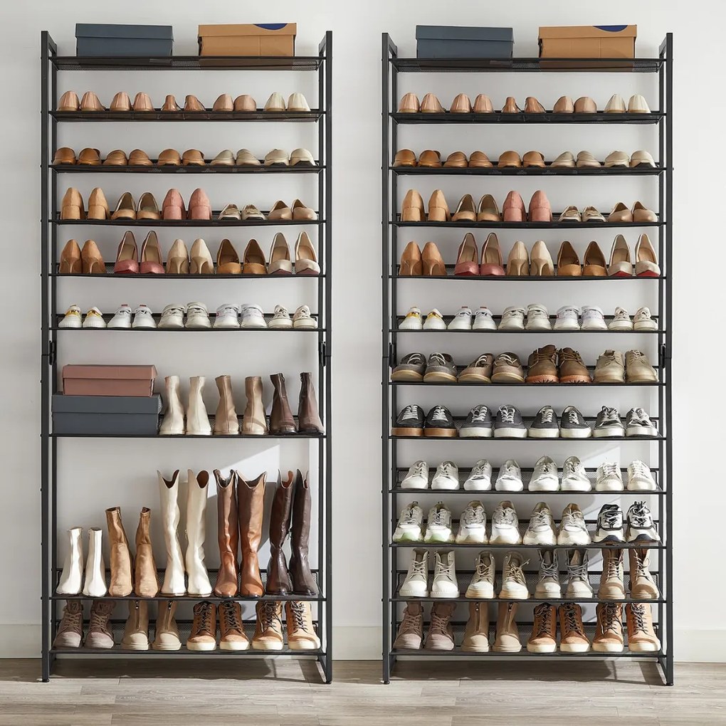 Jurhan Stohovateľný regál na topánky IDA, 12 políc, 92,5x31x223cm, čierna