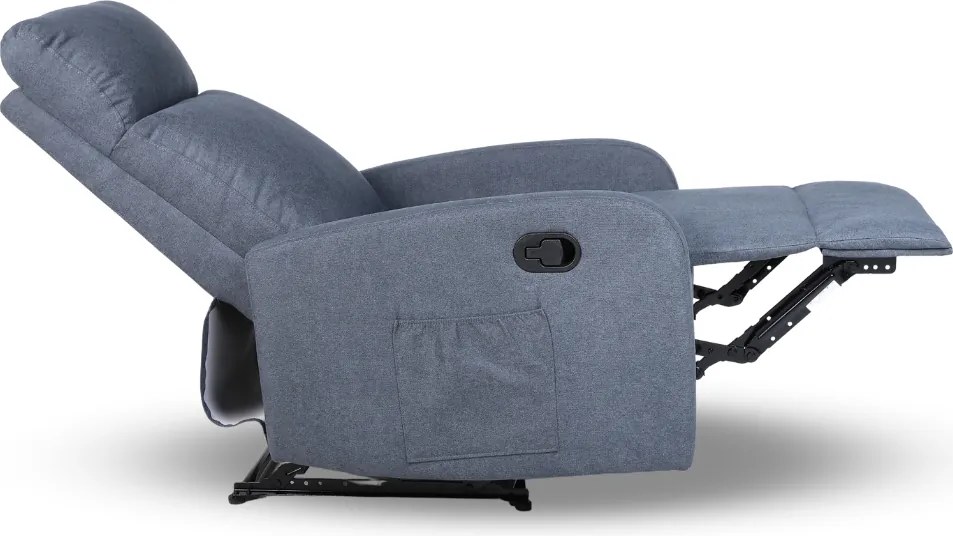 Relaxačné polohovacie TV kreslo FIORE — látka, sivá, nosnosť 130 kg