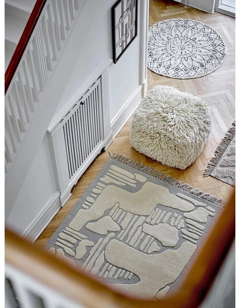 Krémový vlnený taburet Lomba – Bloomingville