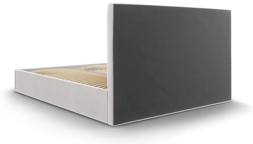 Svetlosivá zamatová dvojlôžková posteľ Mazzini Beds Juniper, 160 x 200 cm