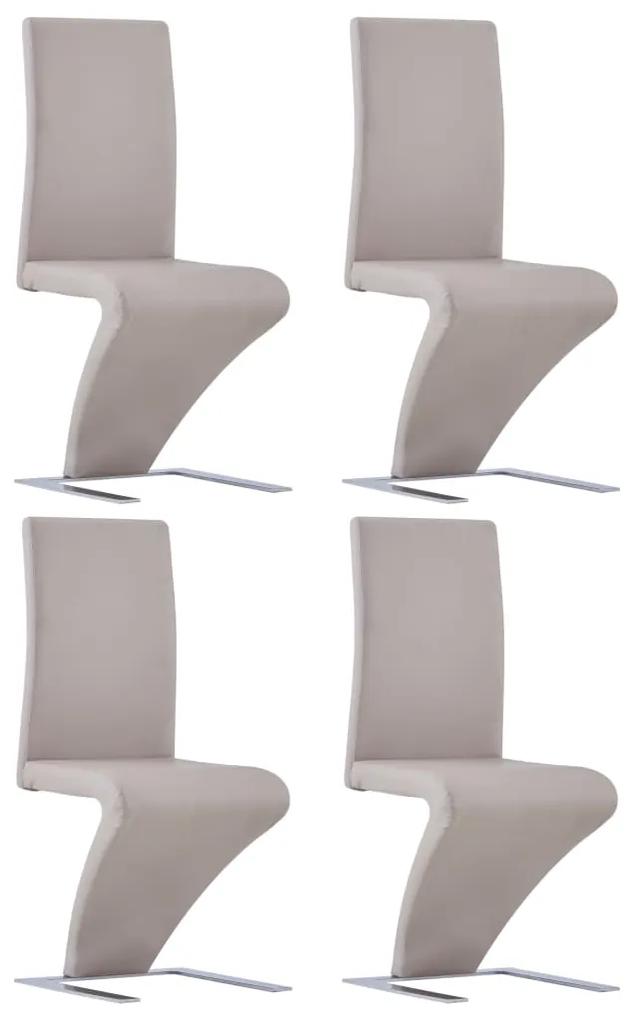 vidaXL Jedálenské stoličky, cikcakový tvar 4ks, kapučínové, umelá koža