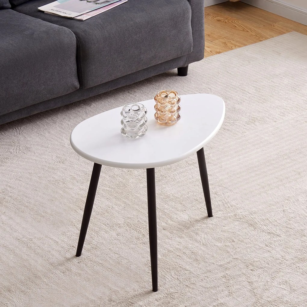 Autronic - Konferenční stůl, MDF deska, bilý matt, černý kov - AF-3011 WT