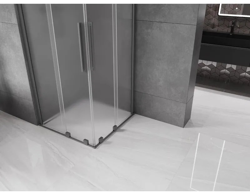 Mexen Velar Duo, sprchový kút s posuvnými dverami 100 x 100 cm, 8mm sklo námraza, brúsený grafit, 871-100-100-32-95