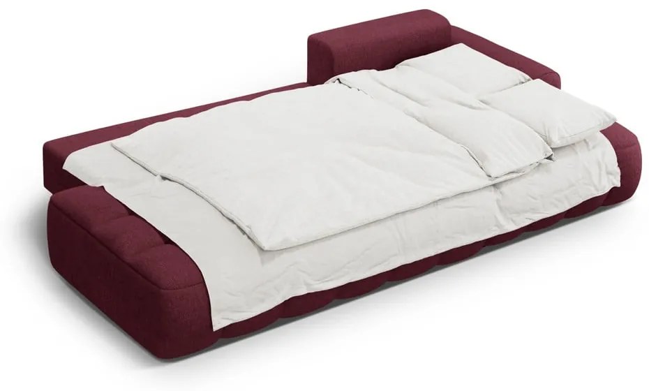 Vínovočervená rozkladacia/s úložným priestorom rohová pohovka (pravý roh/s leňoškou) Linz – Cosmopolitan Design