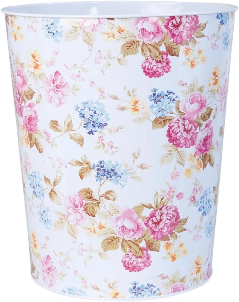 Plechový odpadkový kôš s kvetinami - Ø 22*25 cm