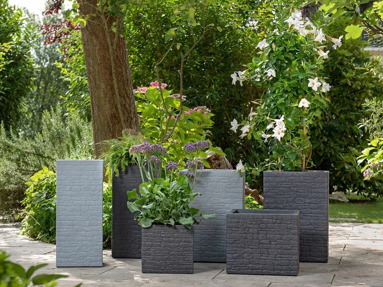 Scheurich Vysoký kvetináč Muretto (kamenistá čierna, výška 54 cm) (100349847)