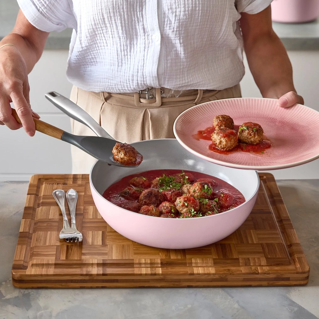 Elmich Nepriľnavá keramická wok panvica Vital Ø 28 cm - ružová (OUTLET)