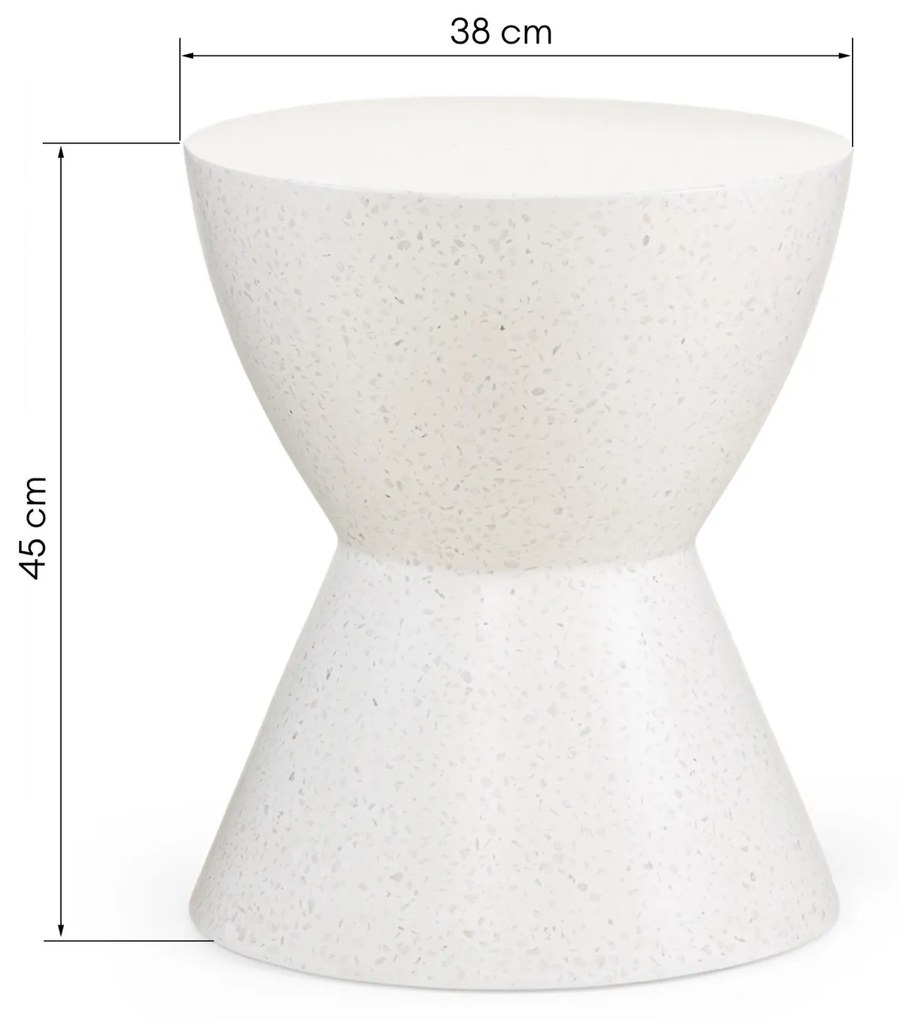 Odkládací stolek Keva 38 cm beton/terrazzo bílý