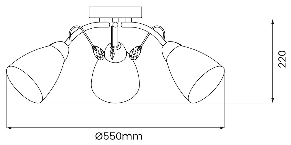 Stropné svietidlo Pireus, 3x biele sklenené tienidlo, ch