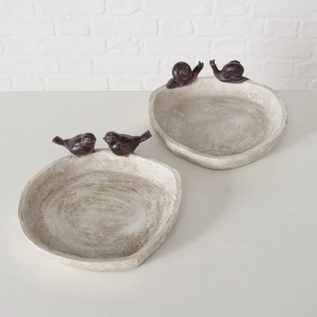 Napájadlo pre vtáky Snails, 6x21 cm, polyresín, béžová