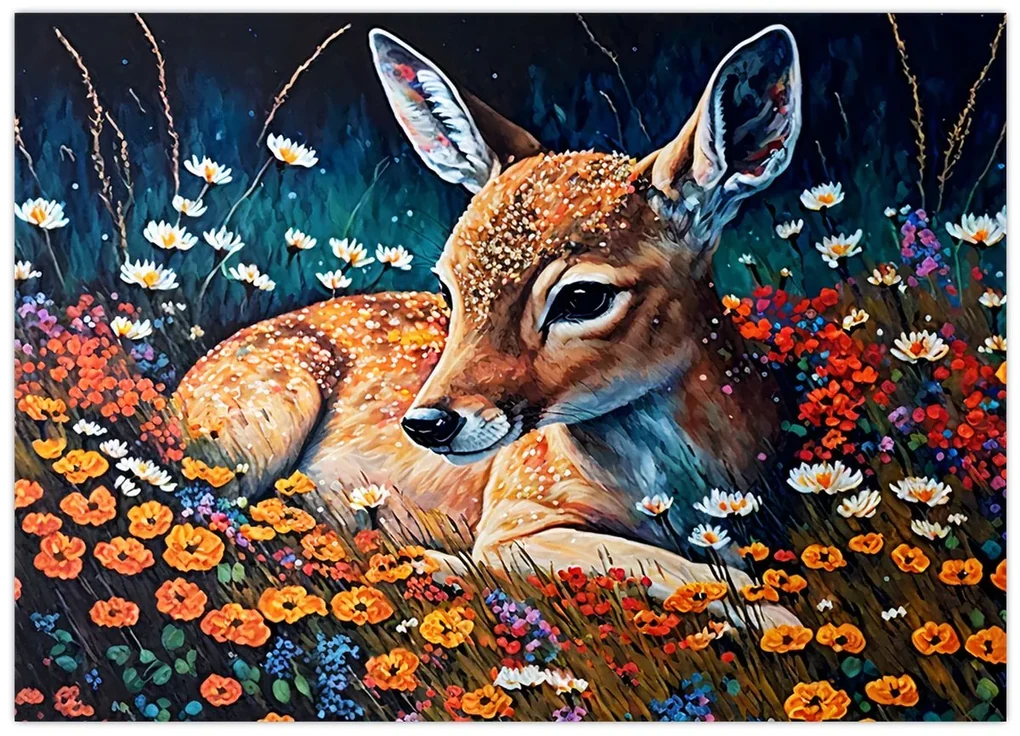Obraz - Maľované srne (70x50 cm)