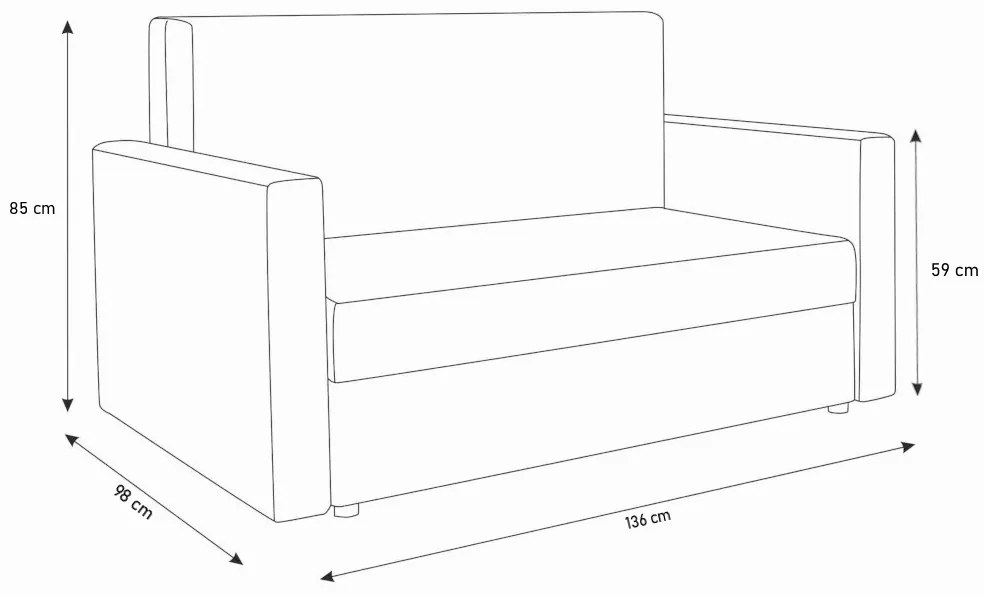 Rozkladacia pohovka TWICE, 136x85x98, kornet 18/kornet 10