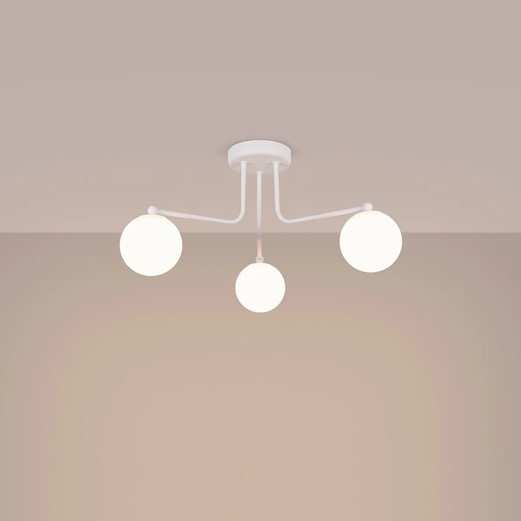 Stropné svietidlo Astral, 3x biele sklenené tienidlo, w