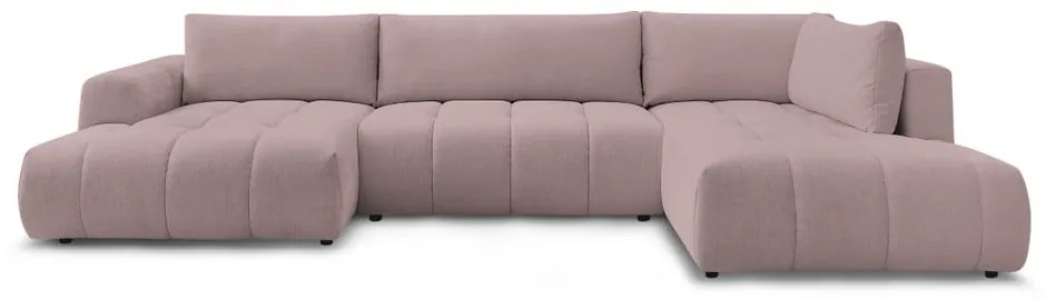 Ružová rozkladacia/s úložným priestorom rohová pohovka (pravý roh/do tvaru "U") Fuji – Bobochic Paris