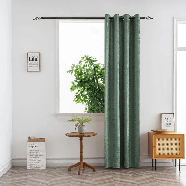 Zatemňovací záves LOOM VELVET 140x250 cm, zelený Zavesenie: Kovové krúžky