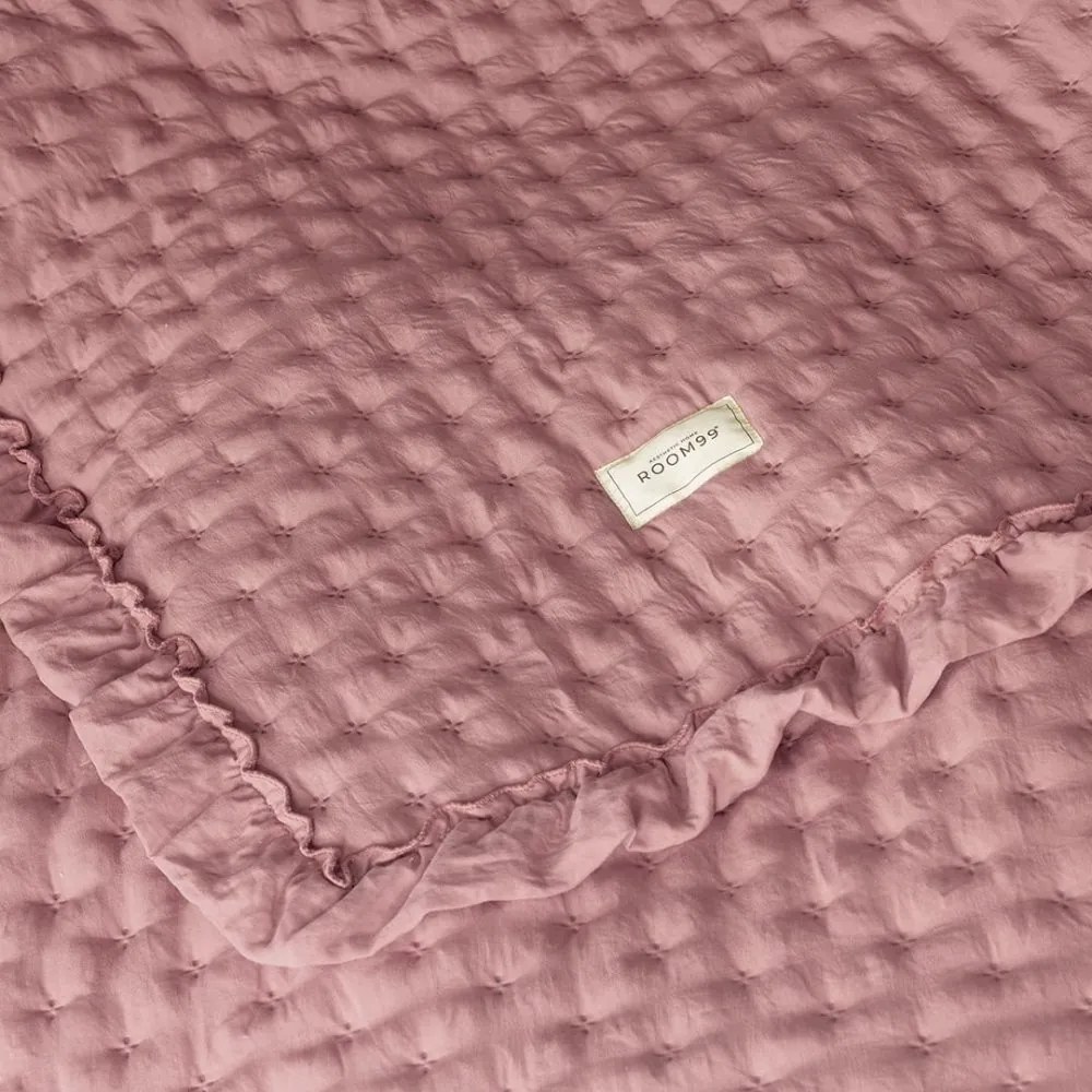 Ružový prehoz na posteľ Molly s volánom 240 x 260 cm