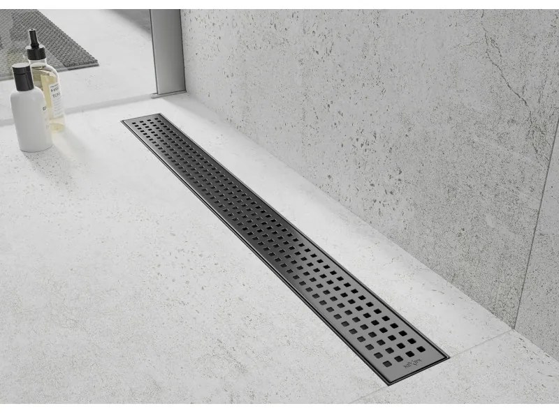 Mexen Flat nerezový sprchový žľab 80 cm vzor M08, čierna, 1725080-15