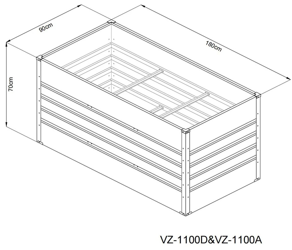Vyvýšený záhradný záhon BestBerg VZ-1100D / 1100 l / 180 x 90 x 70 cm / červené drevo