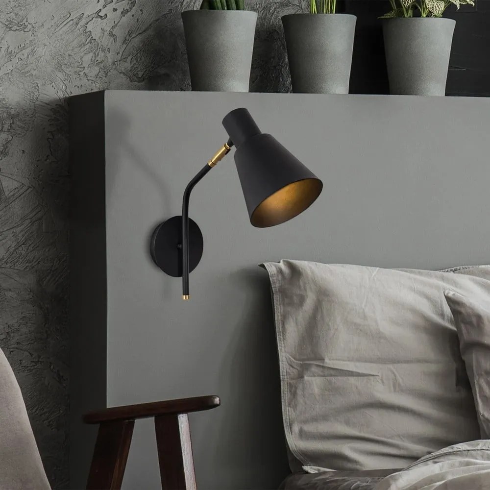 Nástenné svietidlo v čiernej a zlatej farbe ø 15 cm Sivani – Opviq lights
